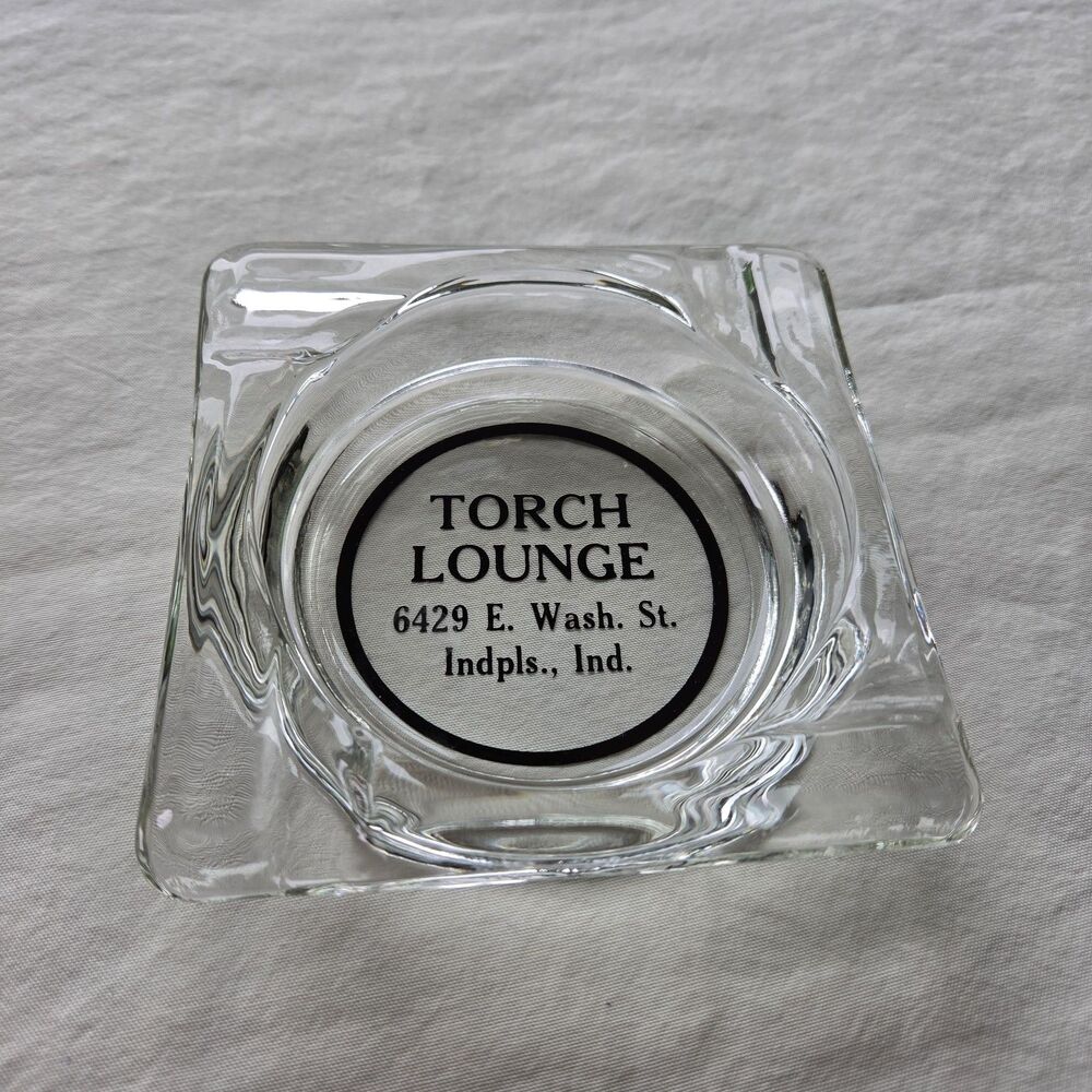 Vintage Torch Lounge Indianapolis Indiana Glass Advertising Ashtray